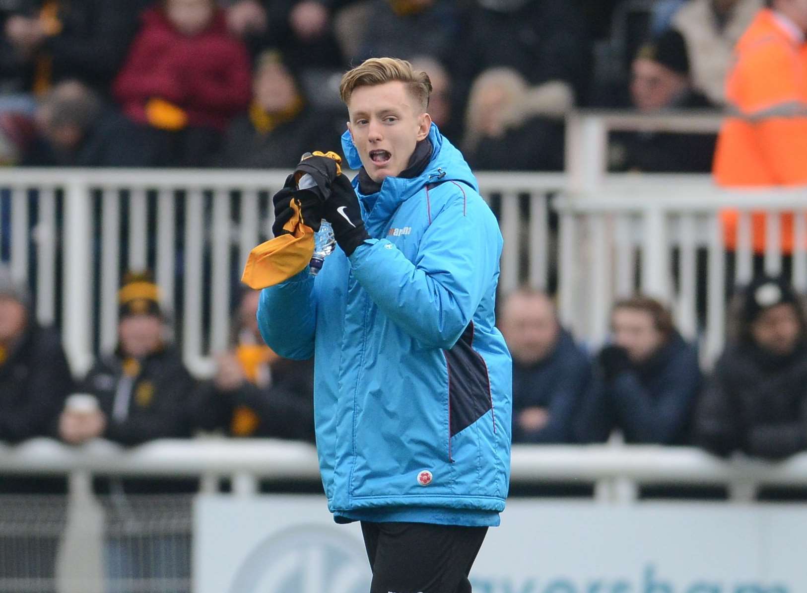 Joe Pigott thanks Maidstone fans at the weekend Picture: Gary Browne