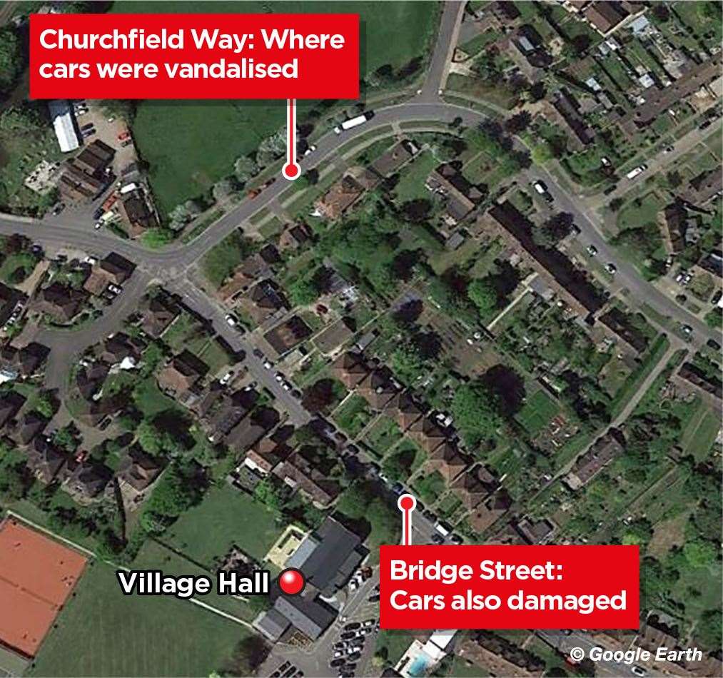 The areas of Wye that were hit by the vandals last night (40840718)