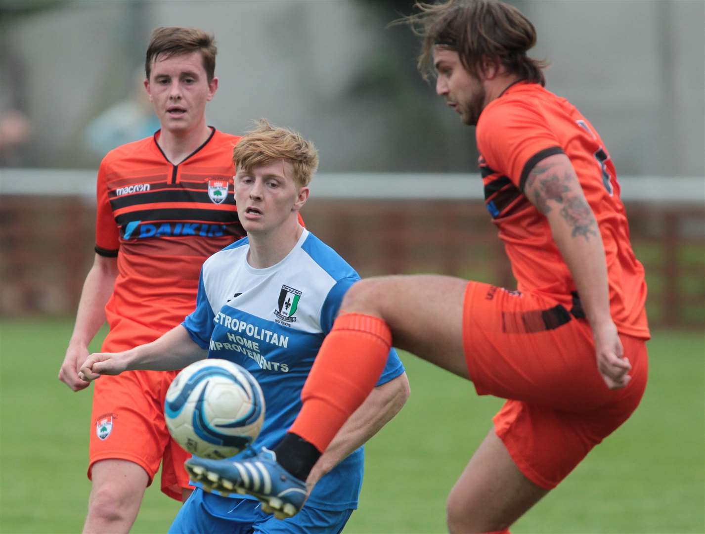 Michael Freiter in action for Lordswood against Cray Valley last weekend. Picture: John Westhrop