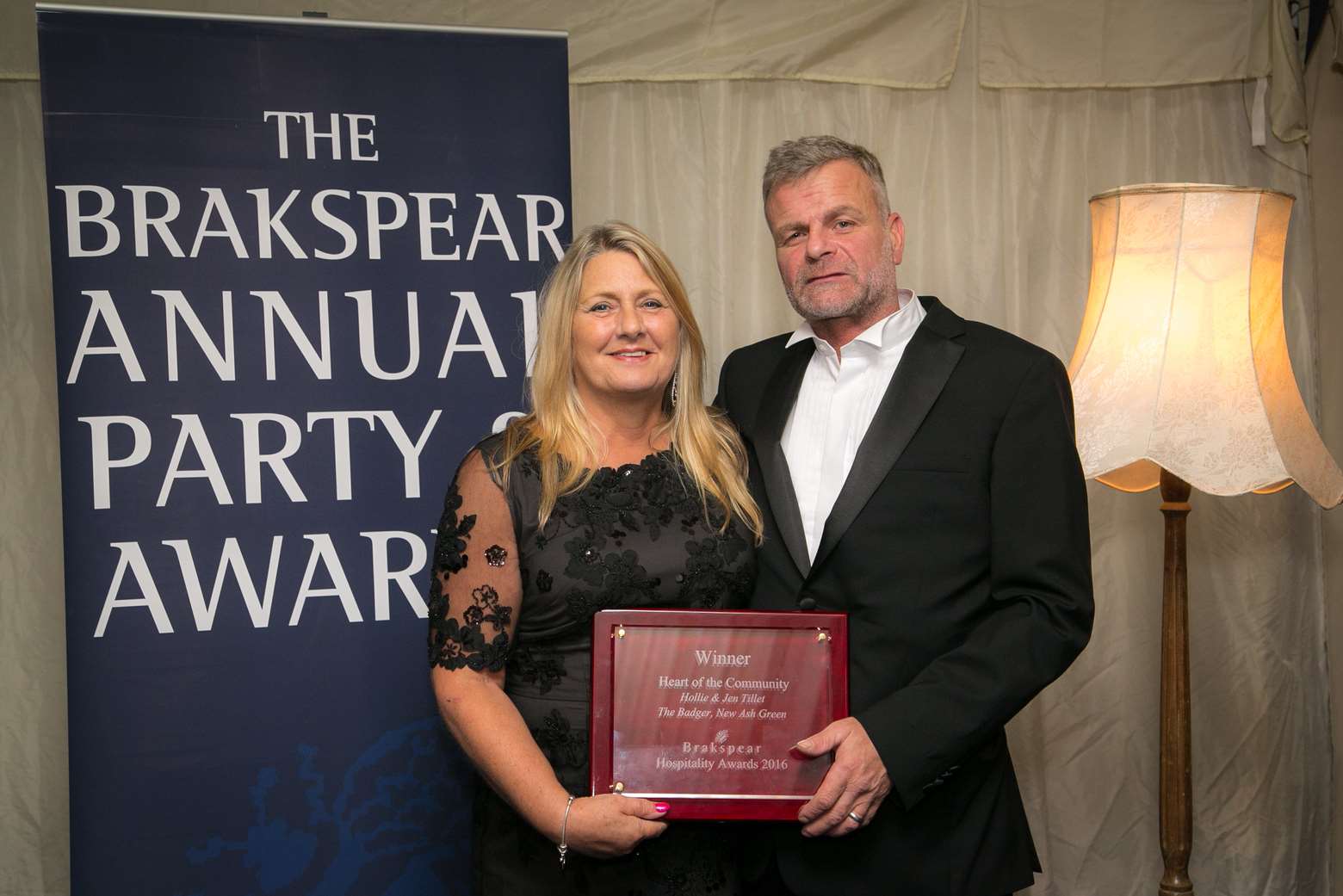 Jen Tillet and husband Brian Tillet from the Badger Pub at the Brakspear Hospitality Awards