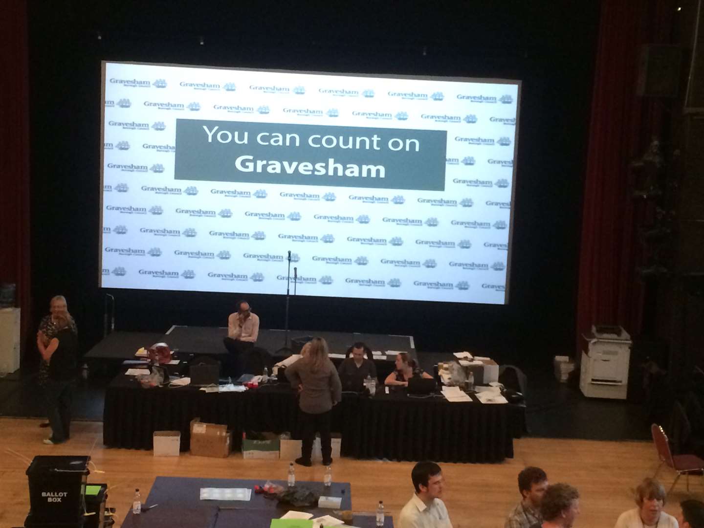 People counted votes for the Gravesham council election in The Woodville, Gravesend