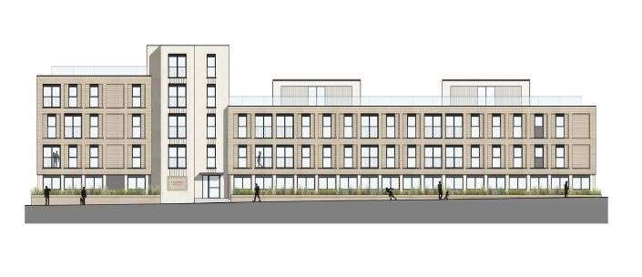An artist's impression showing how the front of the flats are expected to look