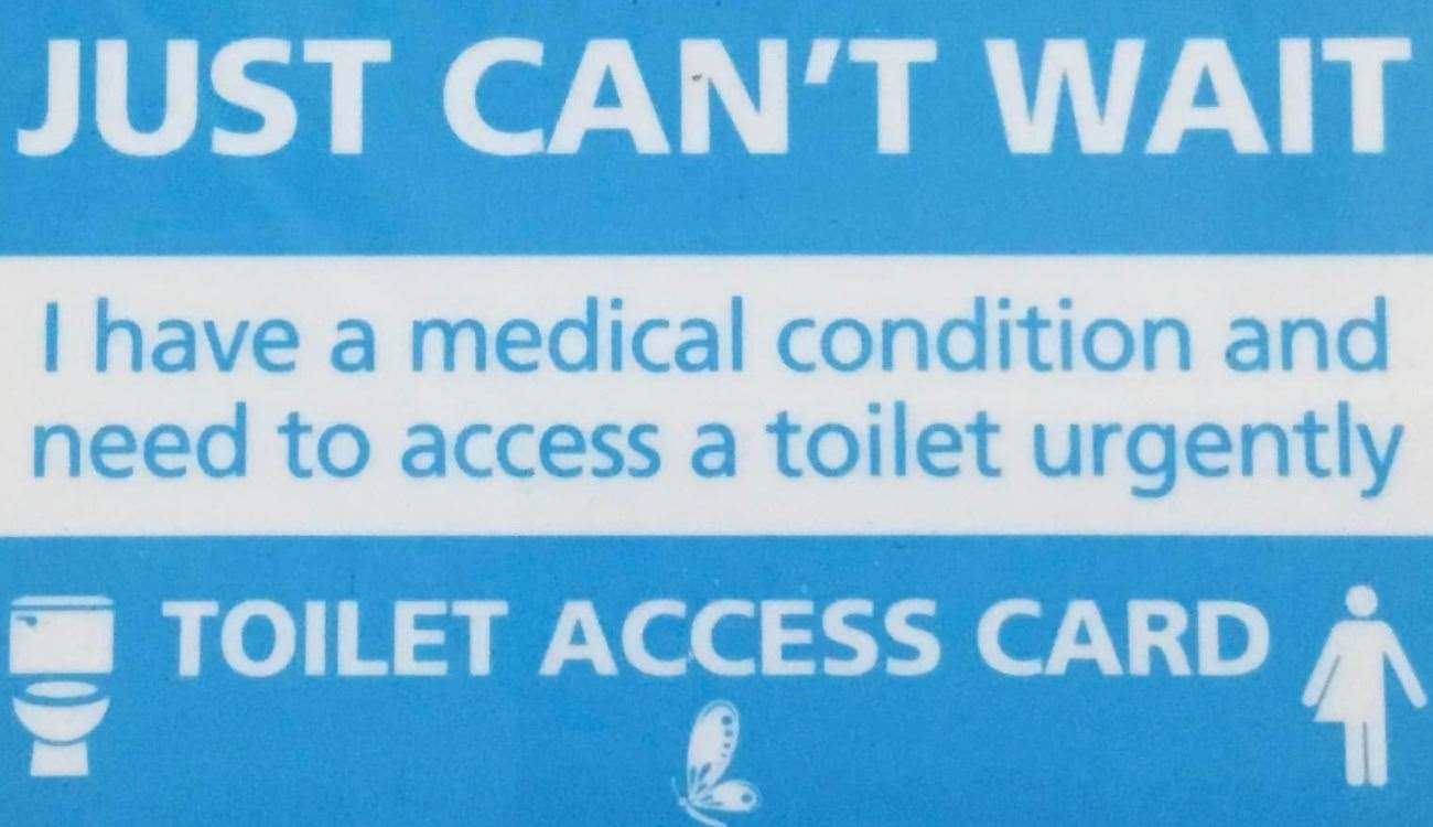An example of a toilet access card, this one from Bladder & Bowel UK. Picture from: Linda Ford/Facebook