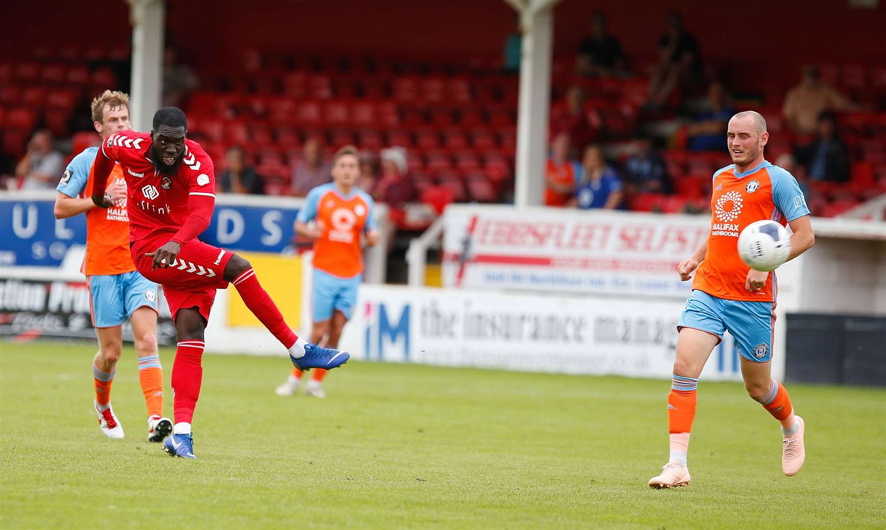 Ayo Obileye missed a good chance for Ebbsfleet at Bromley Picture: Andy Jones