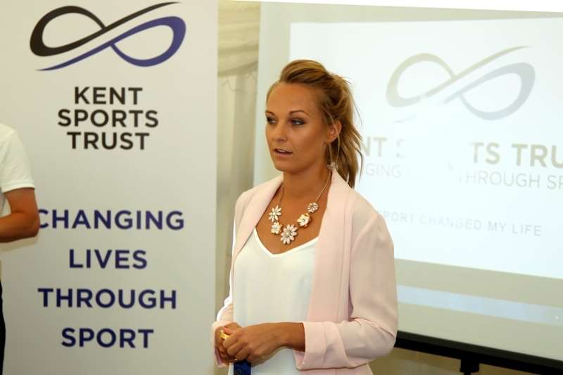 Paralympic gold medalist Charlotte Evans speaks at the launch of Kent Sports Trust