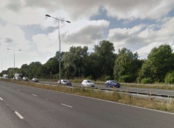 The London-bound carriageway of the M20, near junction 11. Picture: Google