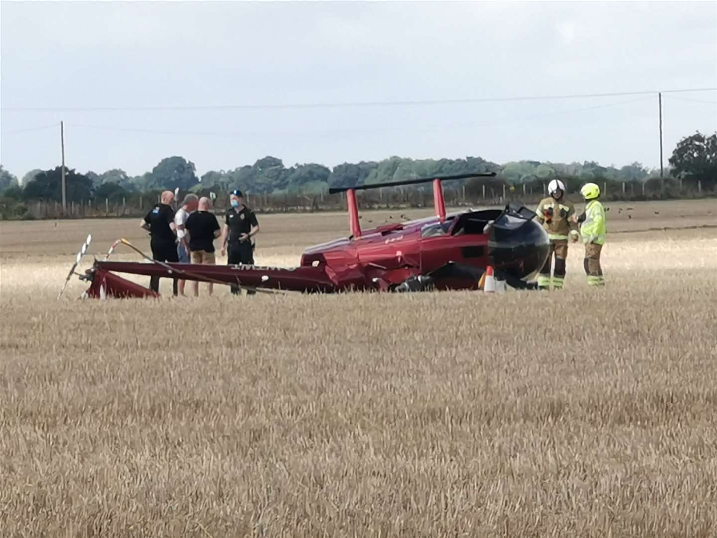 The helicopter crashed into a field Picture: Paul Shipley-Weller