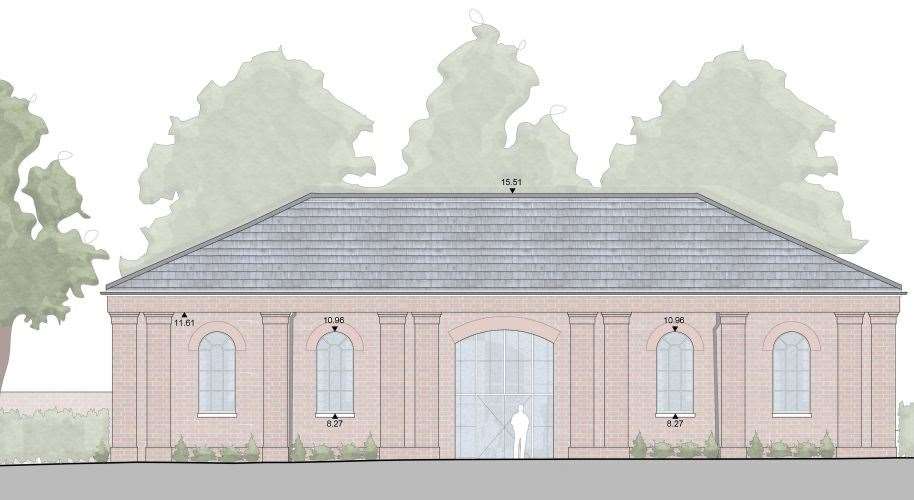 Proposed development to the Grade II-listed Goods Shed at the Millhall Depot, Aylesford . Photo: Clague Architects for Castledene Transport