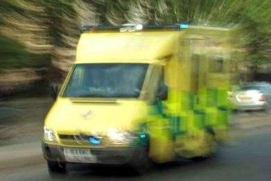 An ambulance was broken into while paramedics were treating an unwell patient