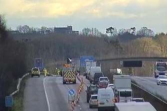 Delays on M20 due to bridge inspection works. Pic: Highways England