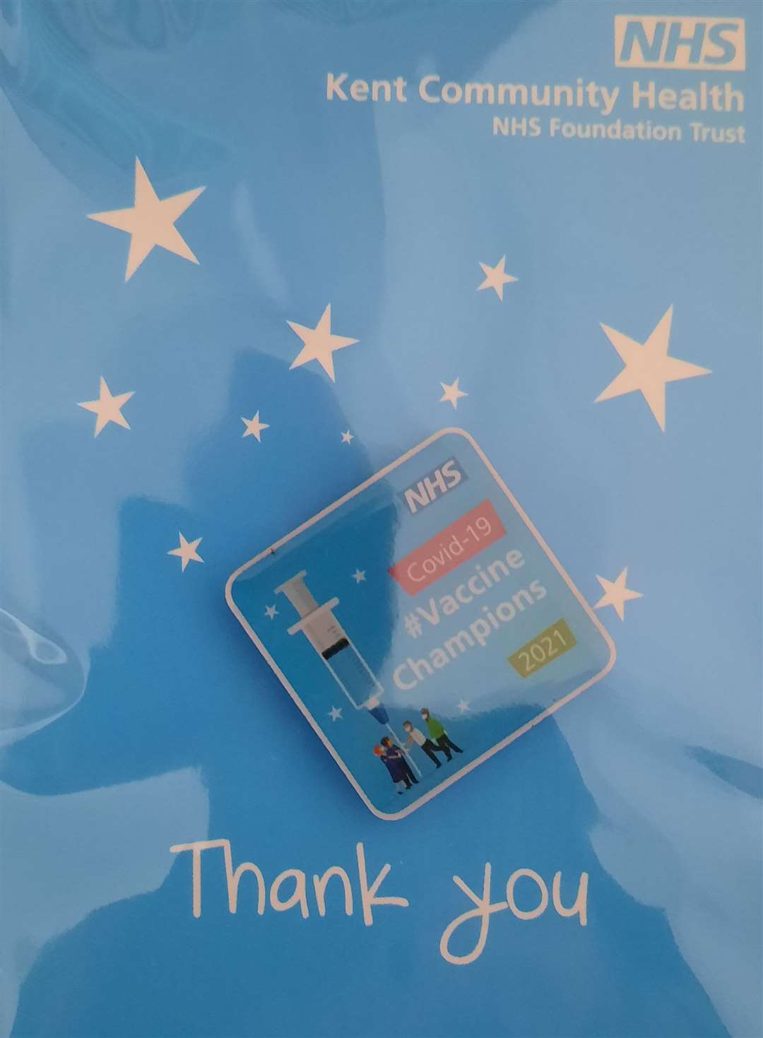 Pin badges and thank you letters were given to KCHFT staff by bosses