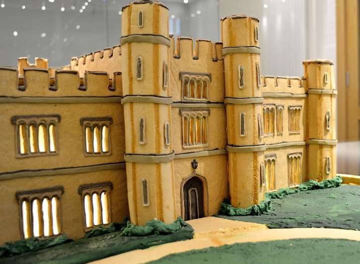 The outside of the gingerbread replica of Leeds Castle