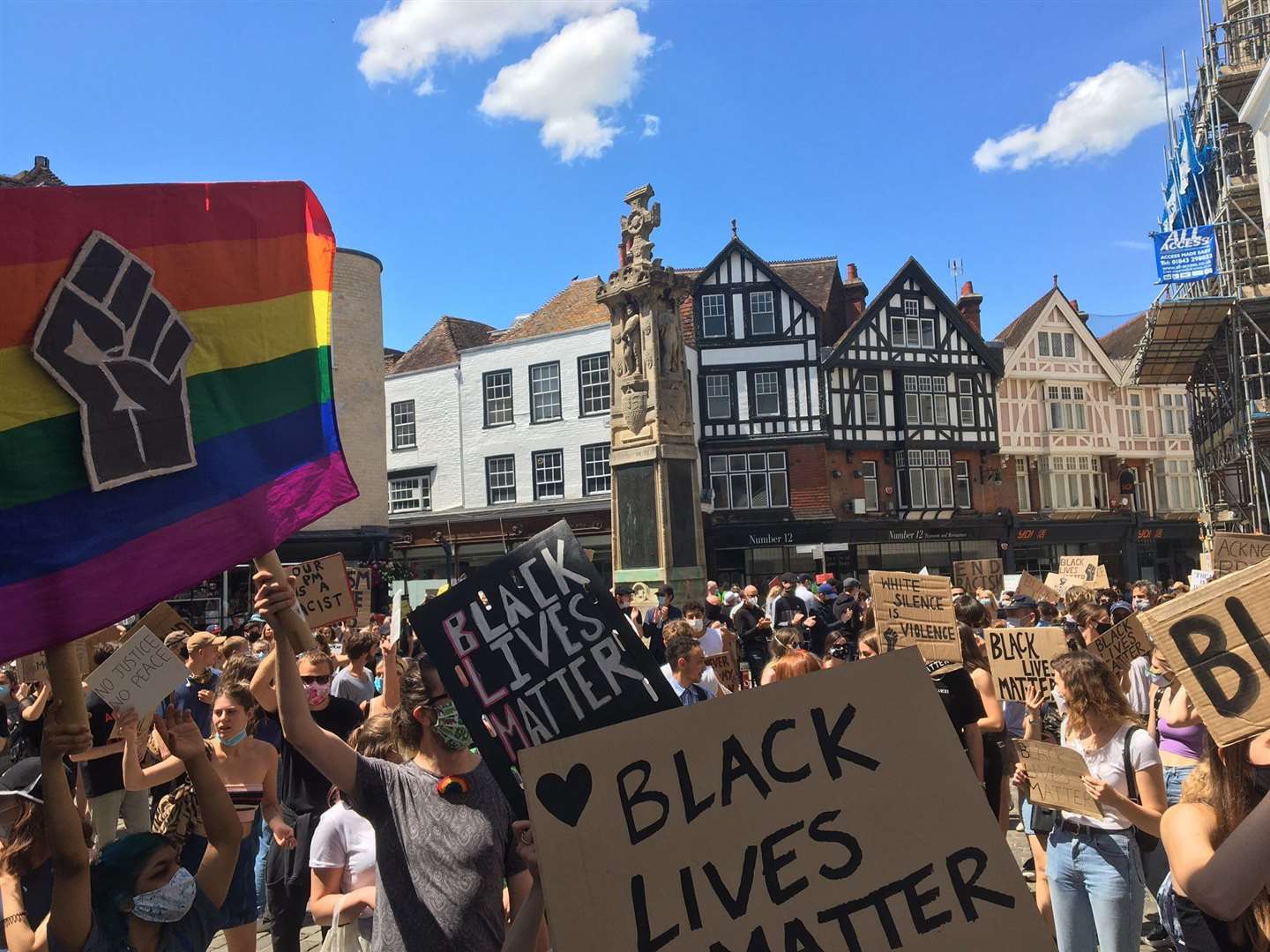 Protesters in Canterbury today. Picture: Robert Rotifer
