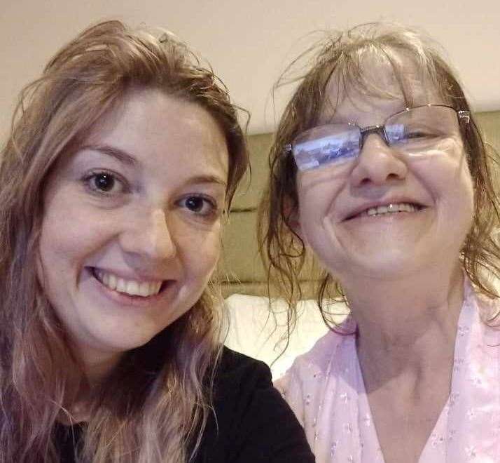 Fiona and her mum after two days of hospital tests in July 2021