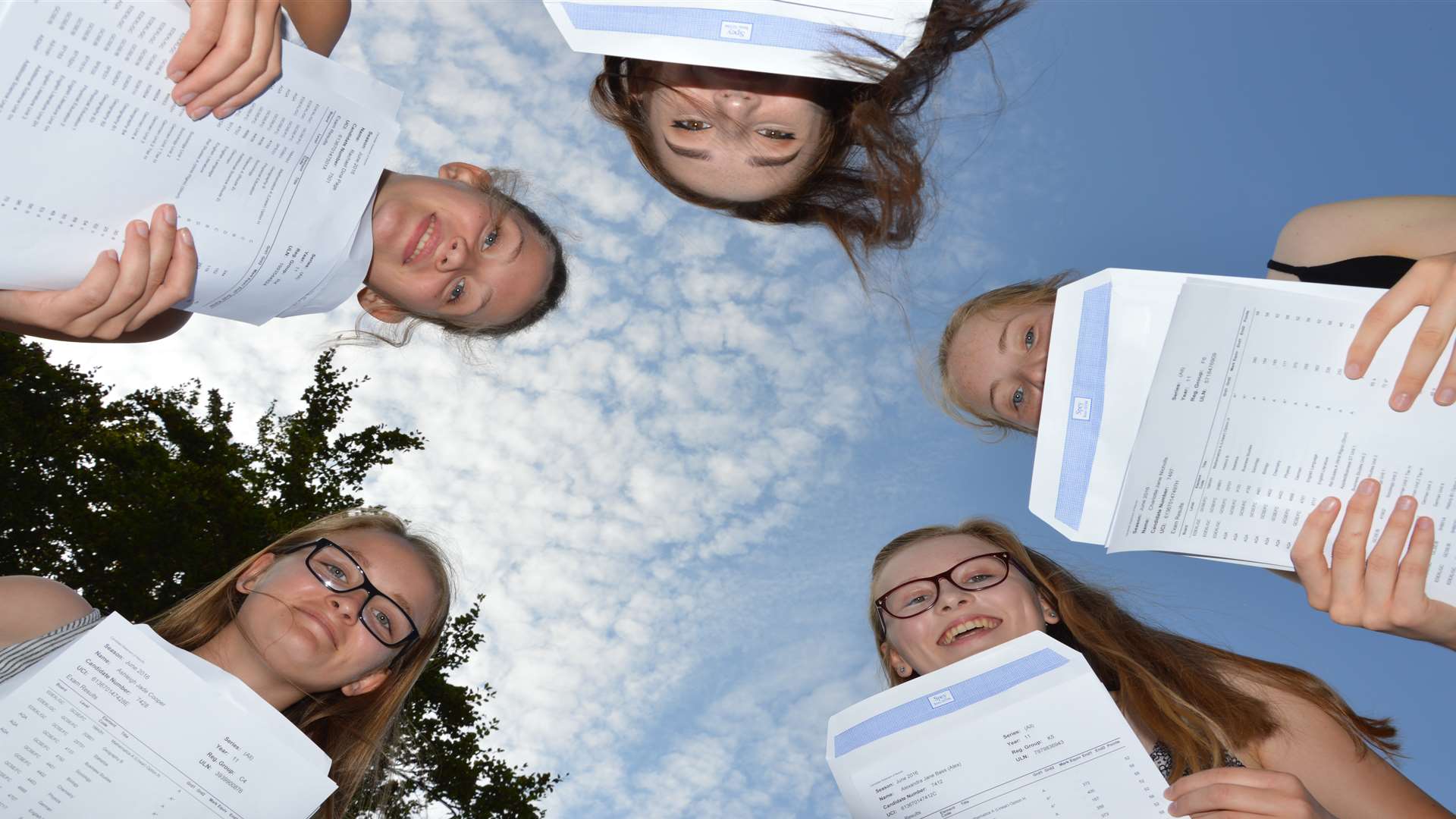 Highsted Grammar School pupils with their result sheets