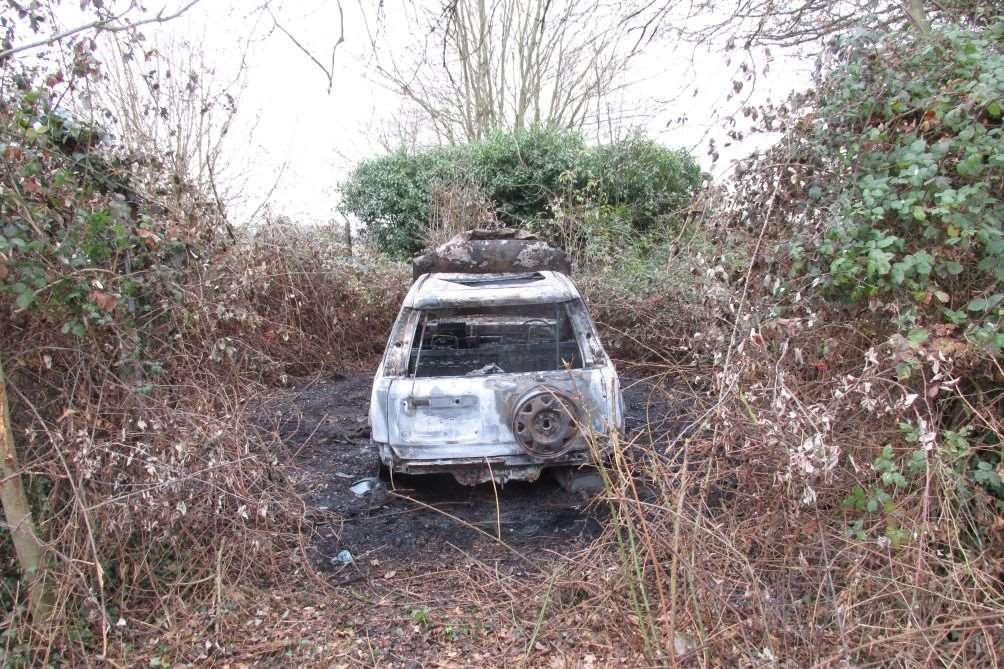 The burned out car. Picture: Kent Police.
