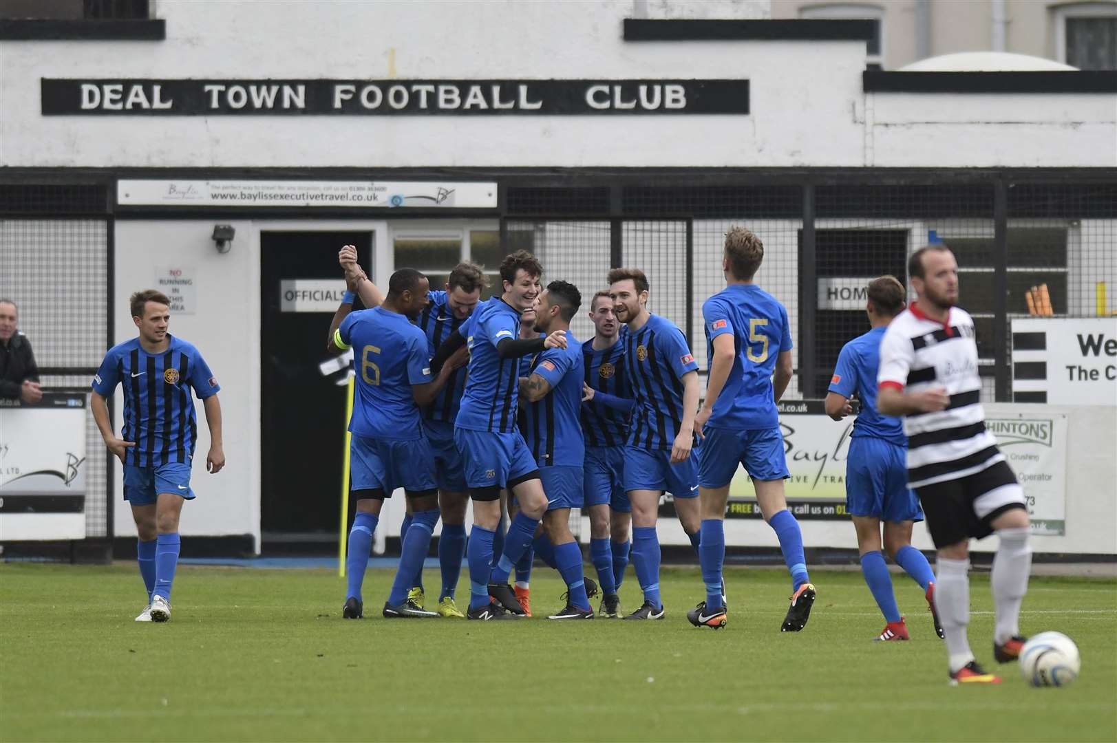 Sevenoaks celebrate a goal in a 2-1 win at Deal Town Picture: Tony Flashman