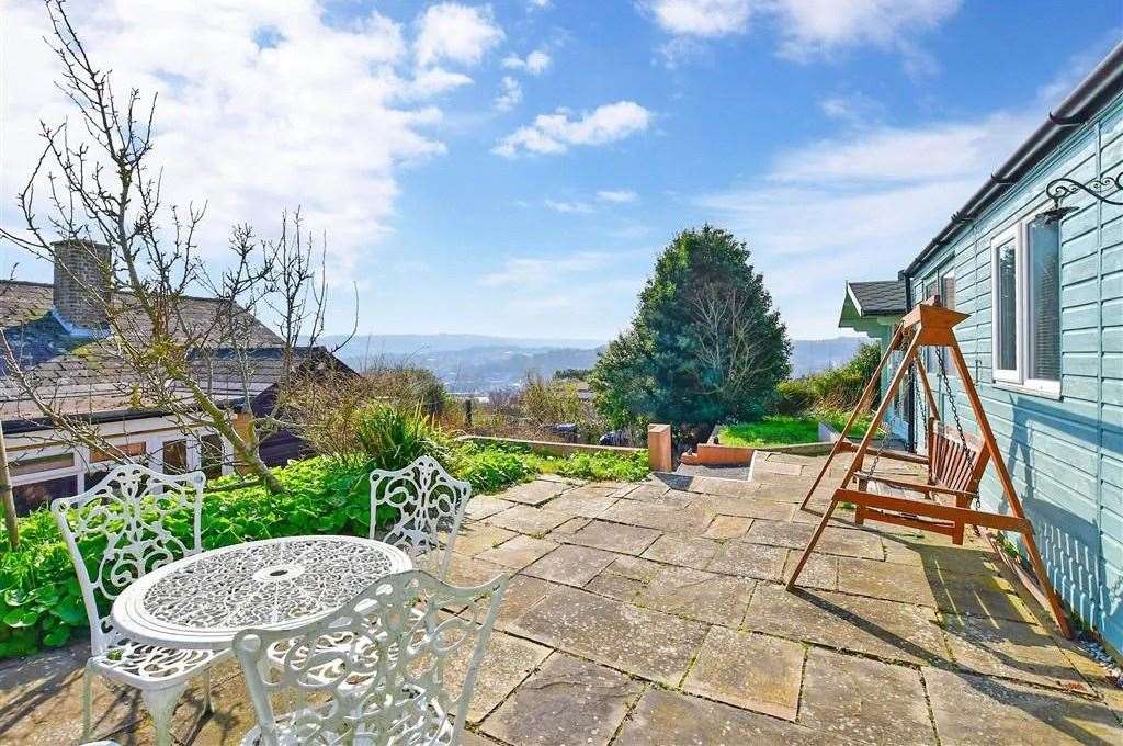 This bungalow in Dover has beautiful views of the coast from the garden. Picture: Wards
