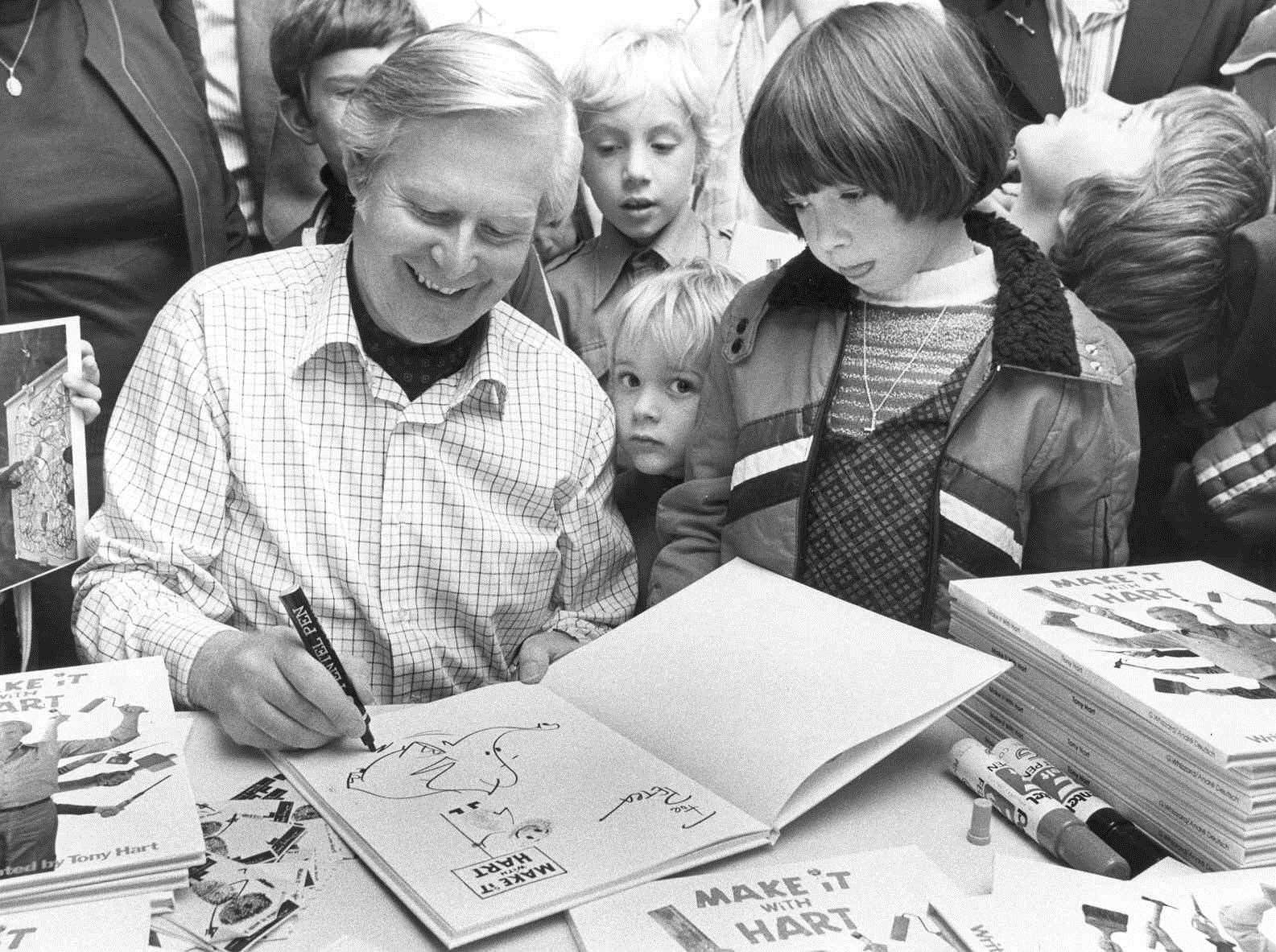 Tony Hart became a popular children's TV presenter. This photo is from 1979