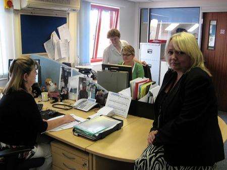 Donna Ivey, deputy area director of Acas, with her team at the Paddock Wood office