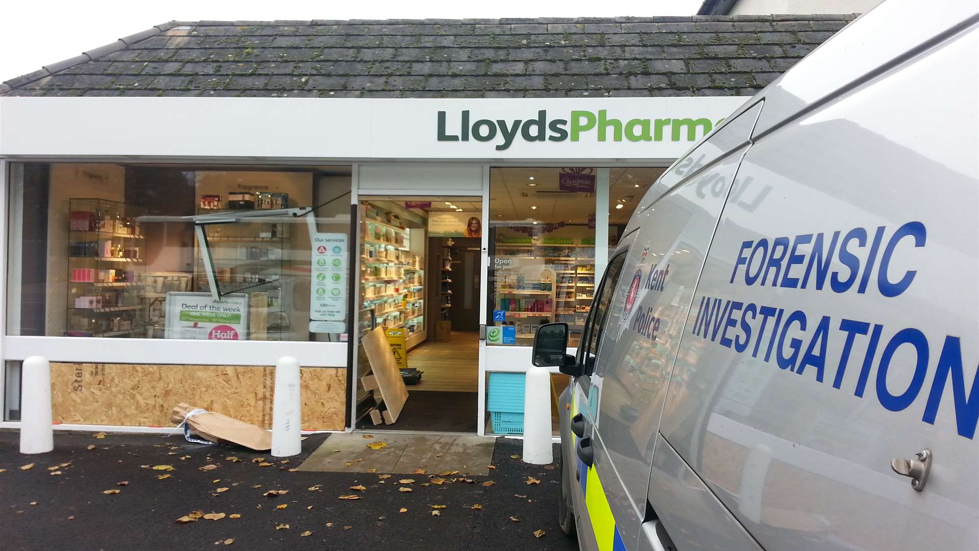 Forensic officers at the pharmacy in Tonbridge Road, Maidstone