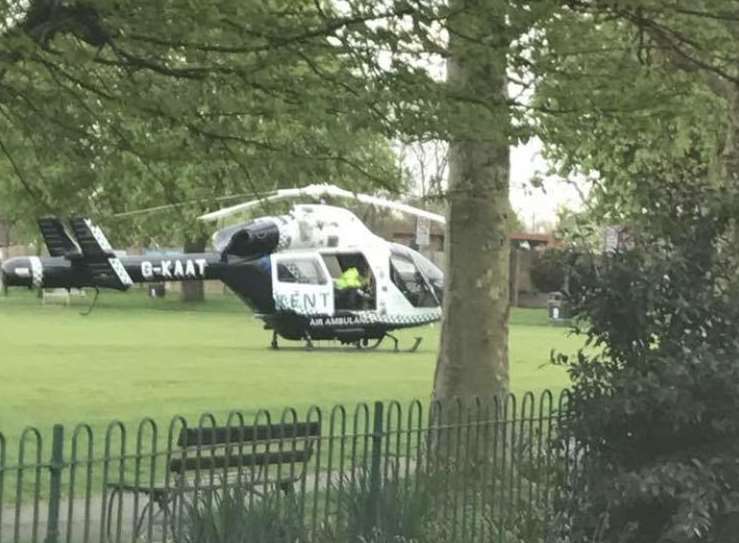 The air ambulance landed in Tenterden Rec