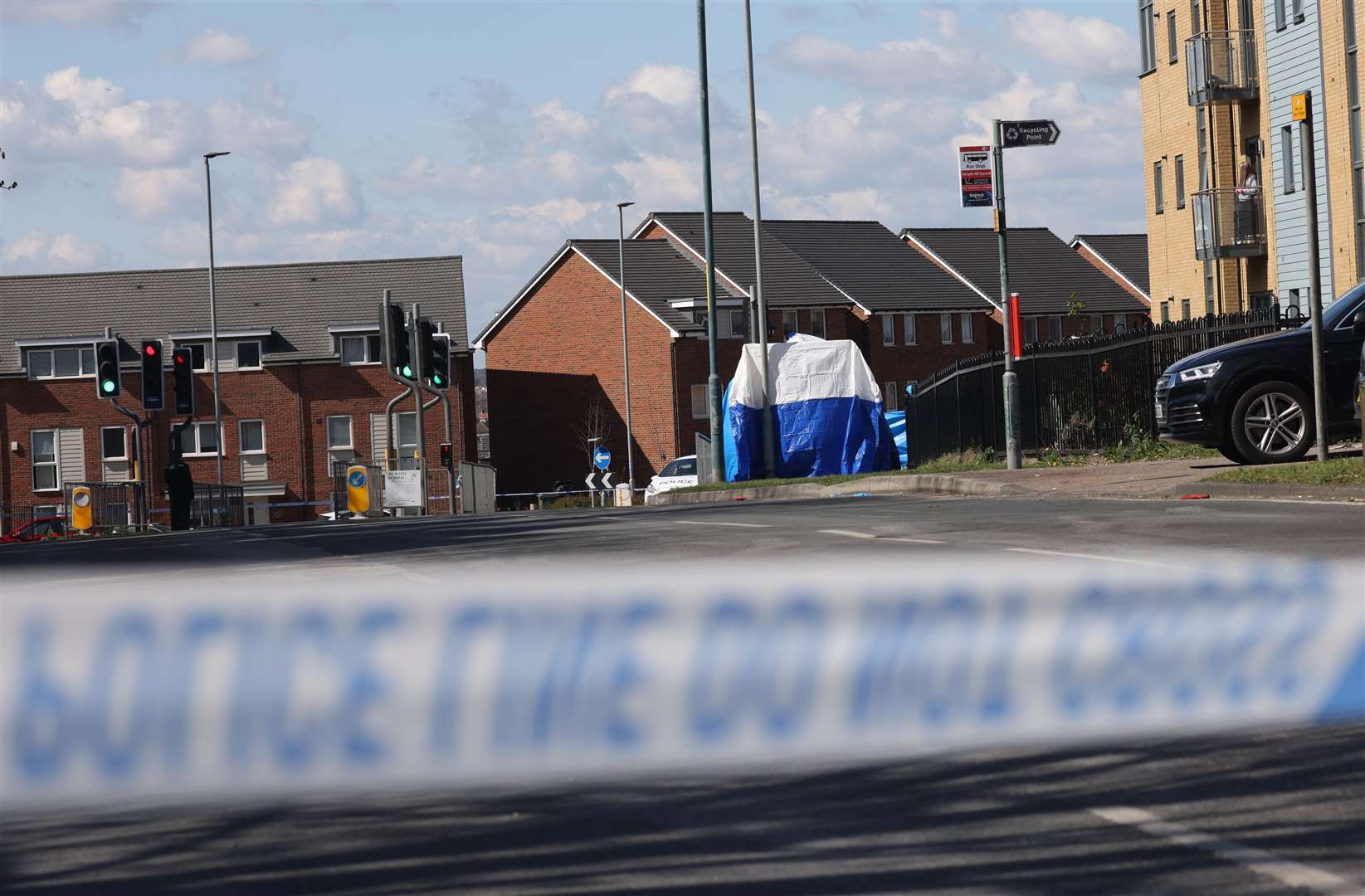 Officers are still at the scene in Temple Hill. Picture: UKNIP