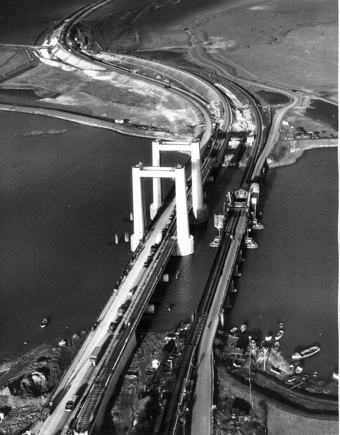 The new Kingsferry Bridge, which cost £1.4 million, came into operation at the end of February 1960. Picture: Aero Pictorial Ltd