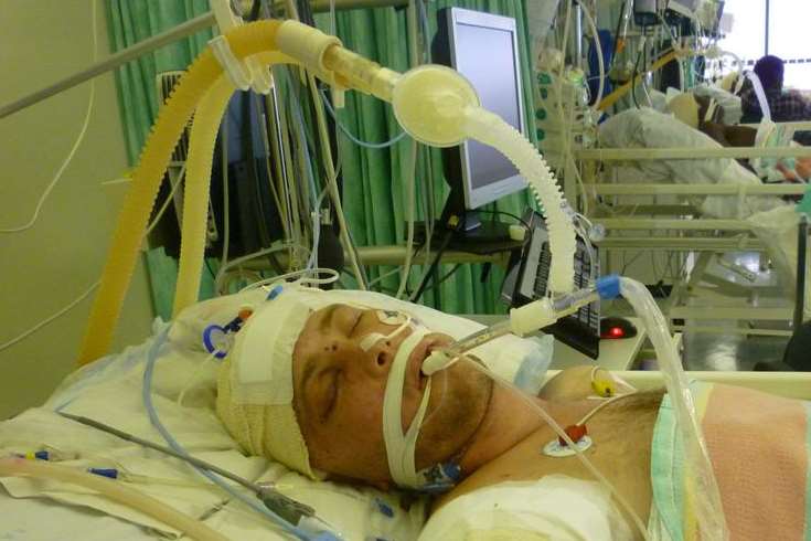 William Etheridge in hospital in South Africa