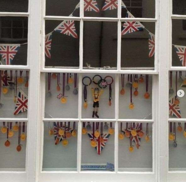 An Olympic display in the Griffin Street window