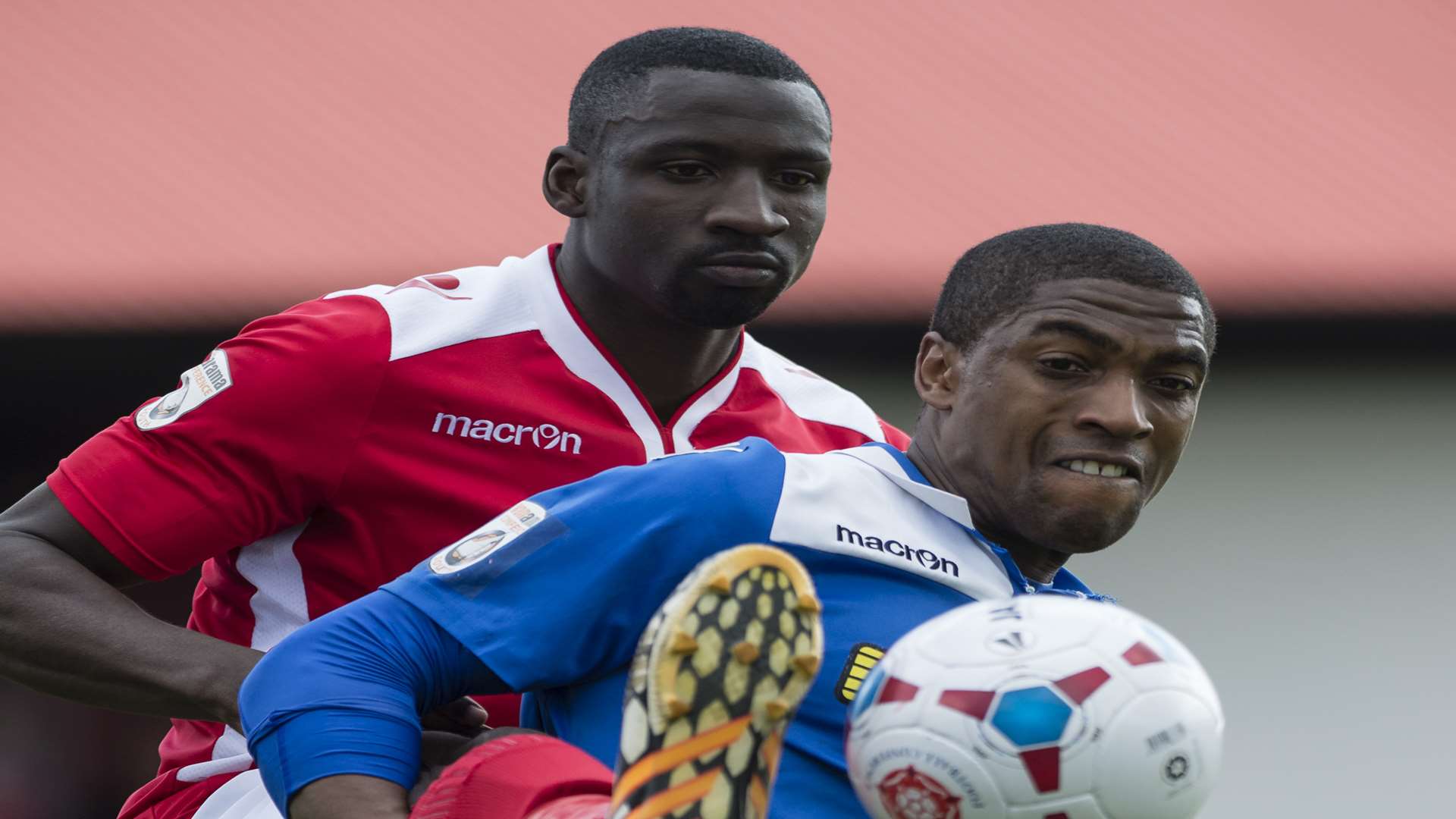 Anthony Acheampong keeps his eye on the ball against Bishop's Stortford Picture: Andy Payton