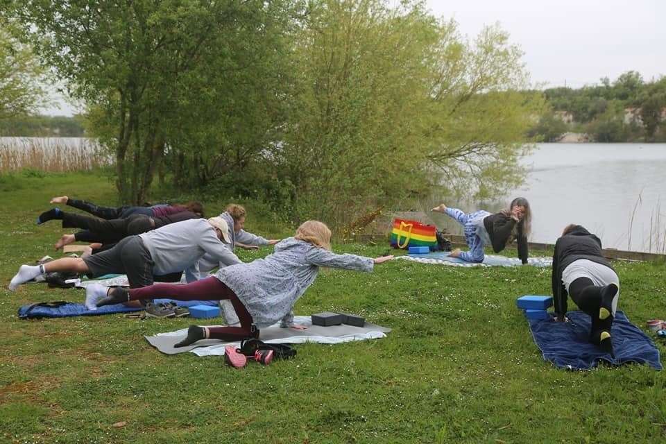A yoga session taking place at the Eternal Lakes. Picture: Buckland Lake Reserve