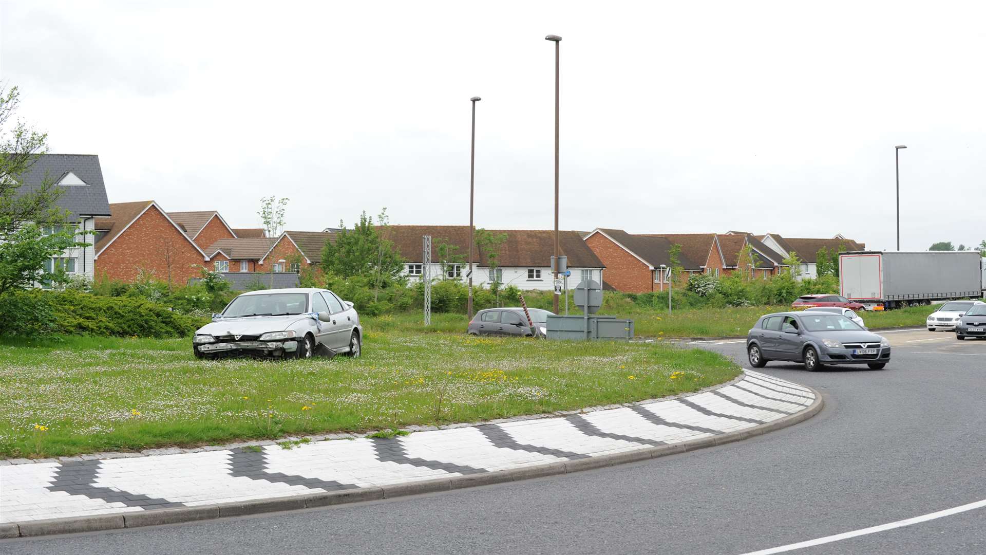 Stock image of Four Elms Hill roundabout.