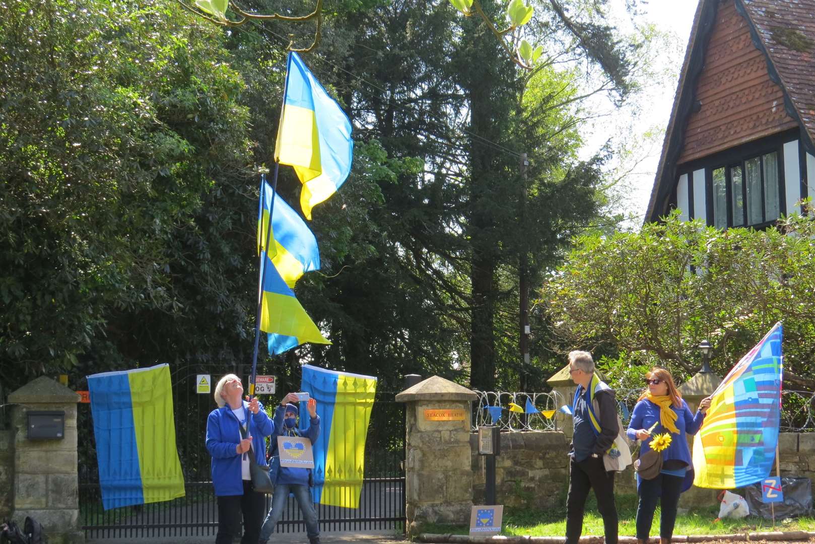 Half a dozen protesters were in Hawkhurst supporting Ukraine. Picture: Peter Eugene Beagan