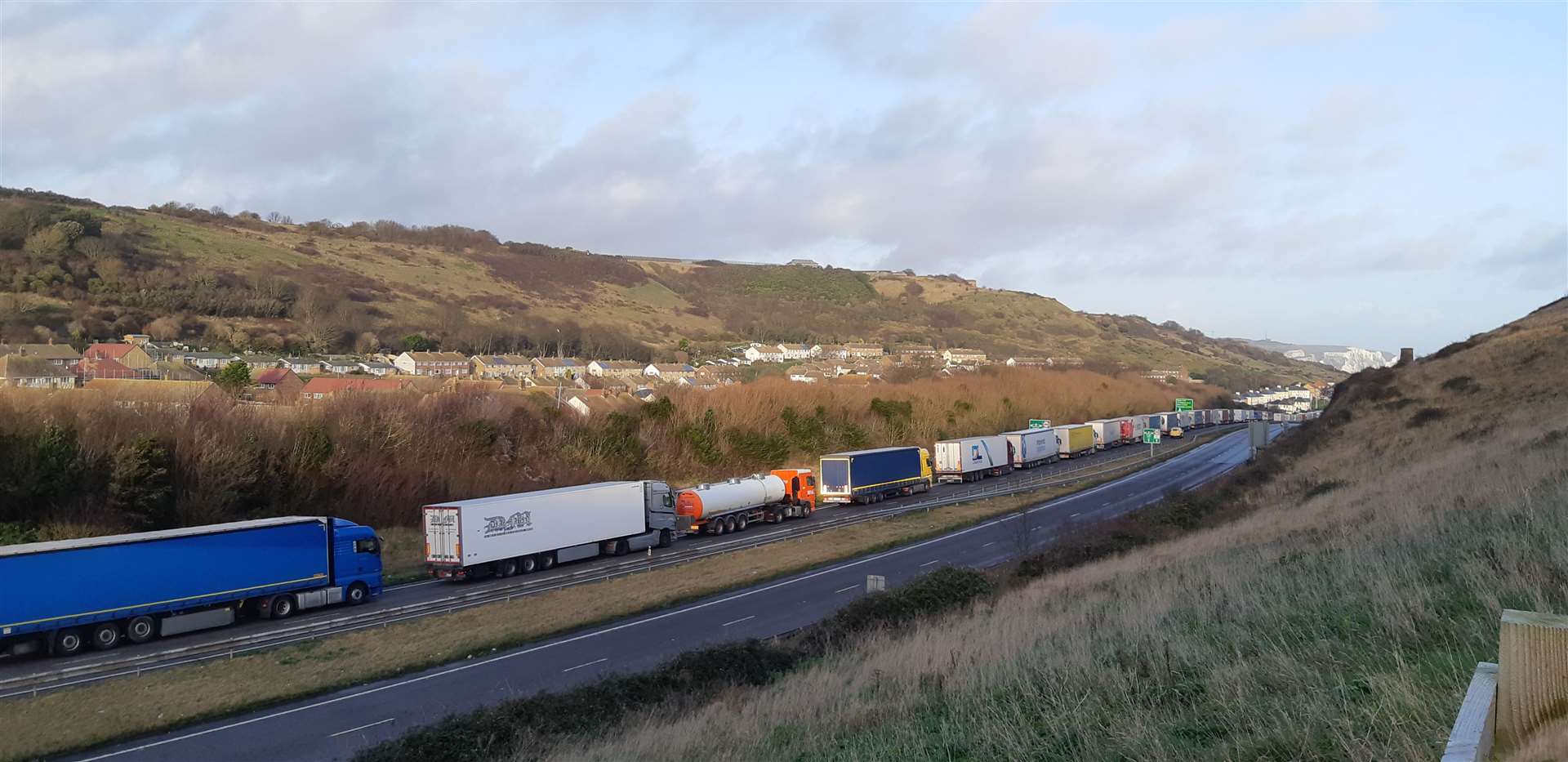 The queues this afternoon heading towards the port of Dover