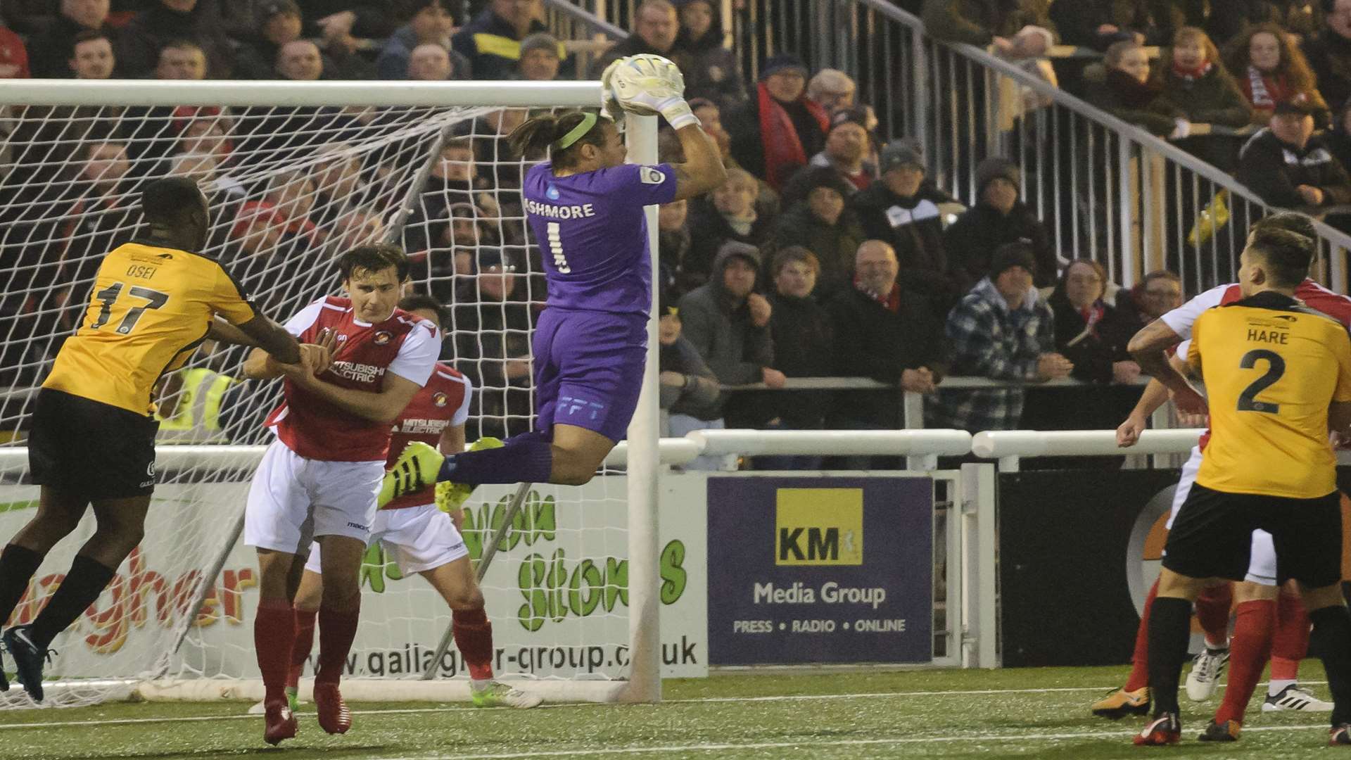 Nathan Ashmore proves a safe pair of hands between the sticks for Ebbsfleet Picture: Andy Payton