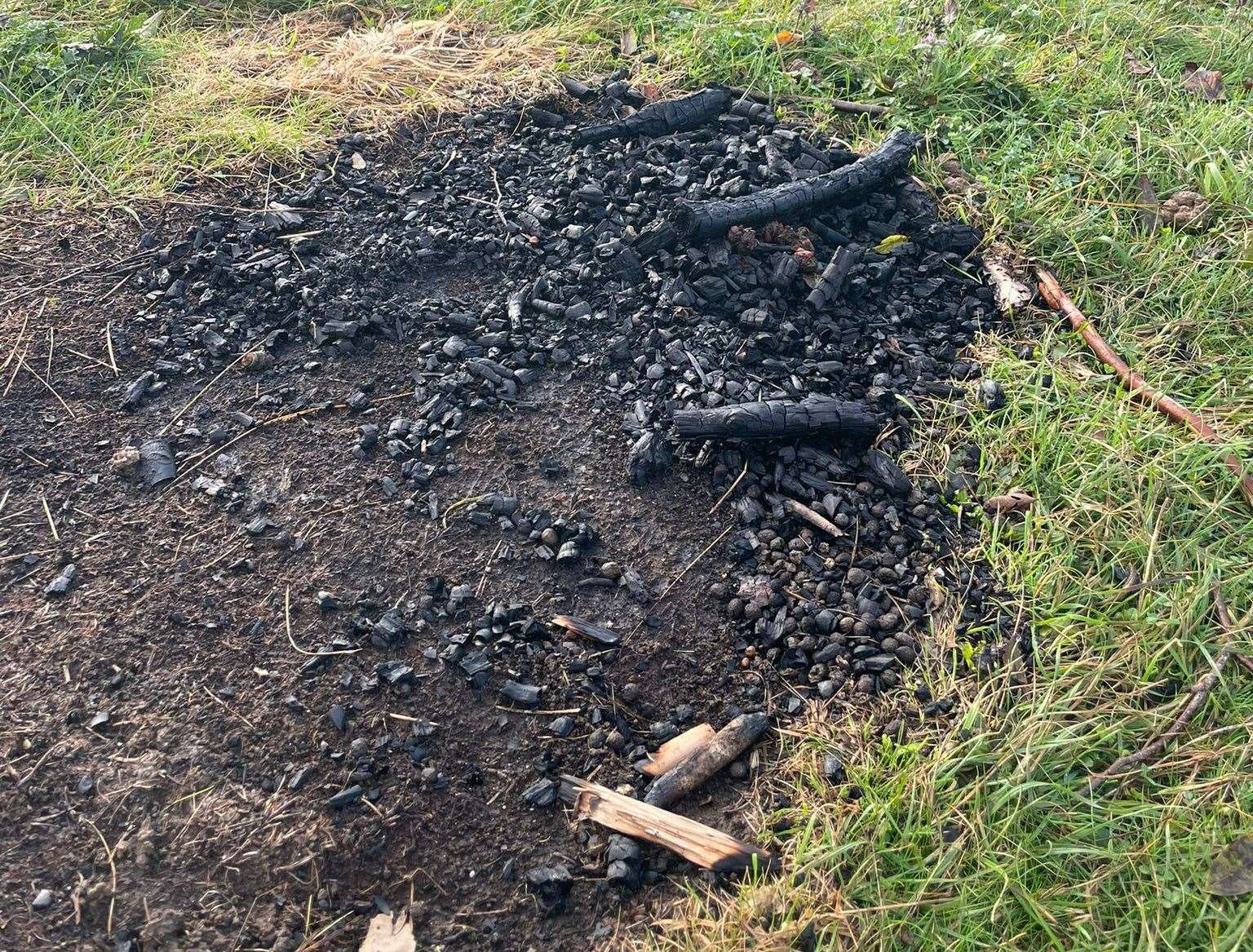 The aftermath of a bonfire at Blue Bell Hill. Photo: Alison Ruyter