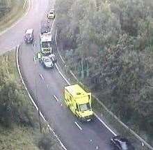 Emergency services at the scene of the crash. Picture: Highways England