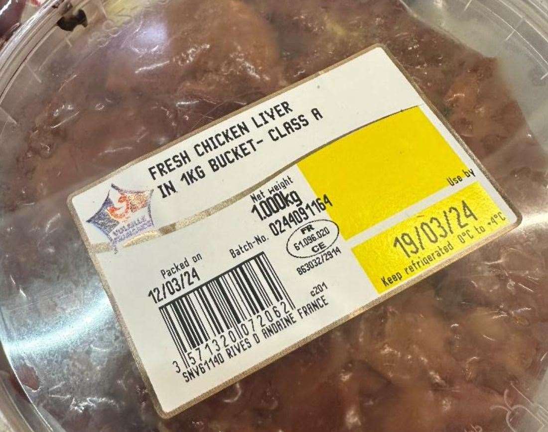 Chicken livers which expired on March 19. The day of the inspection was March 21