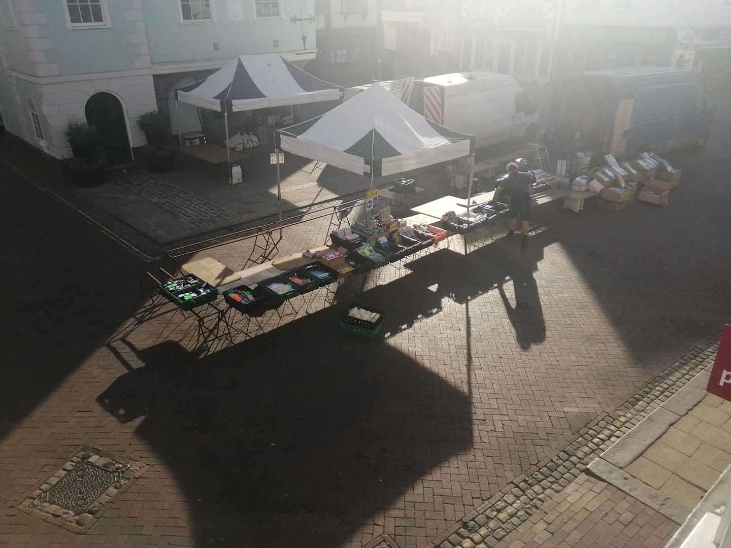 Setting up Faversham market in the town square. Picture: Andy Capon