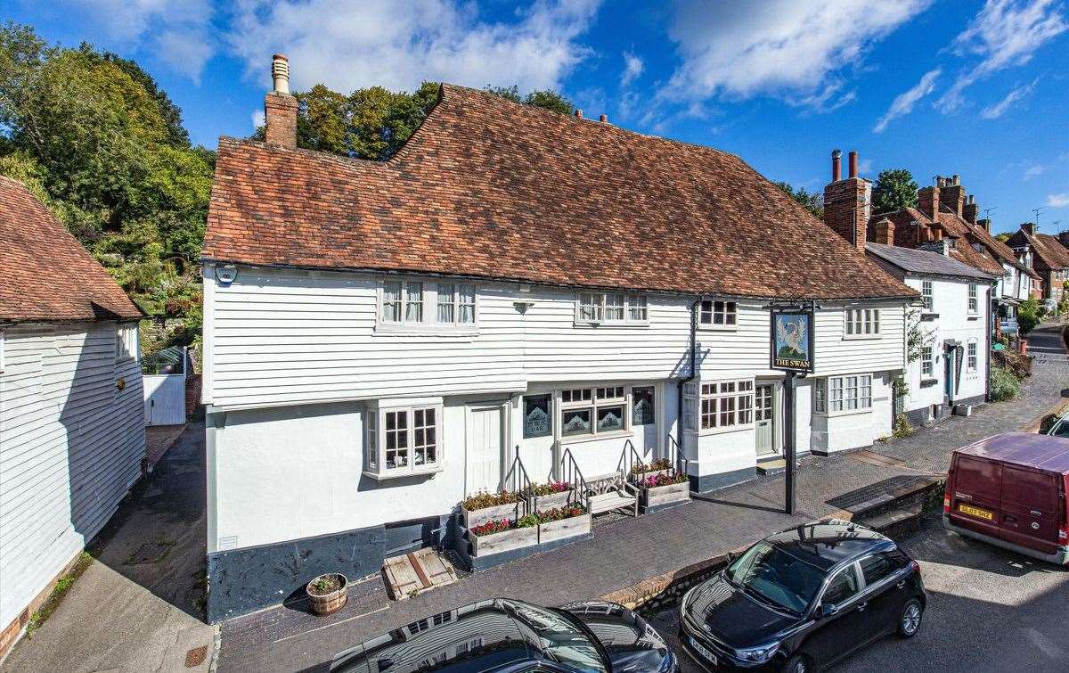Former village pub The Swan in Sutton Valence is now on the market as a family home. Picture: Knight Frank