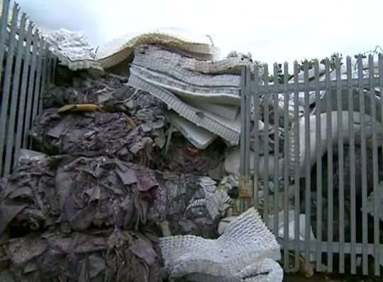 The mattresses are an eyesore in the village of Smarden. Pictures from BBC South East Today