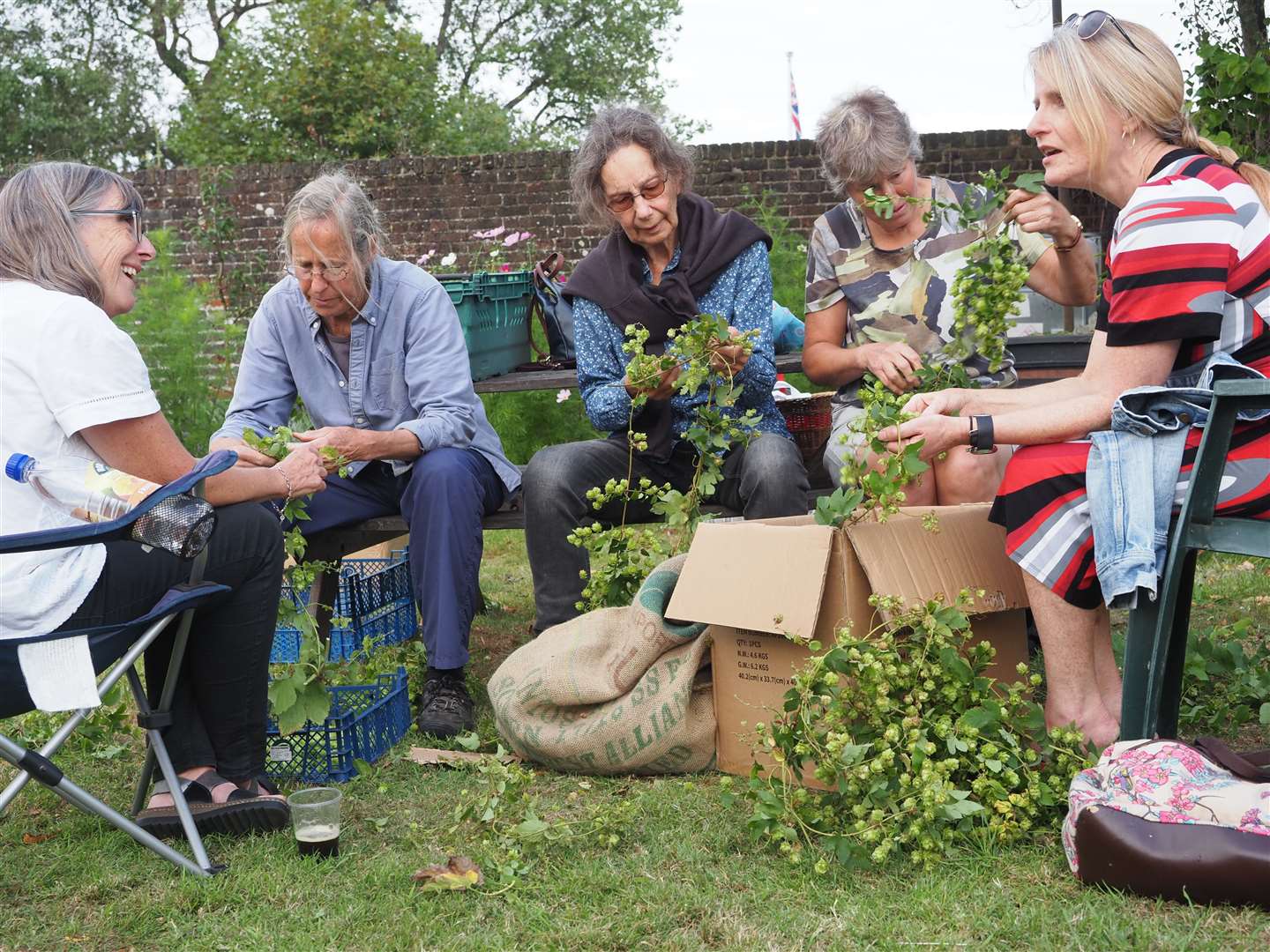 Hop pickers enjoy spending time in the Captain's Garden in Deal. Picture: Stephen Wakeford