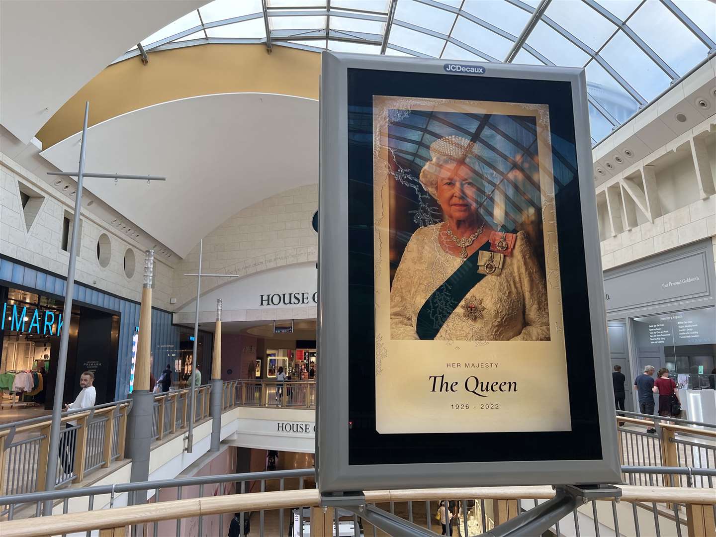 Tributes to Her Majesty Queen Elizabeth II at Bluewater Shopping Centre