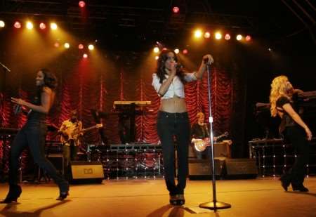 Return to Kent: Sugababes performing at Rochester Castle Gardens in July 2006. Picture: Peter Still