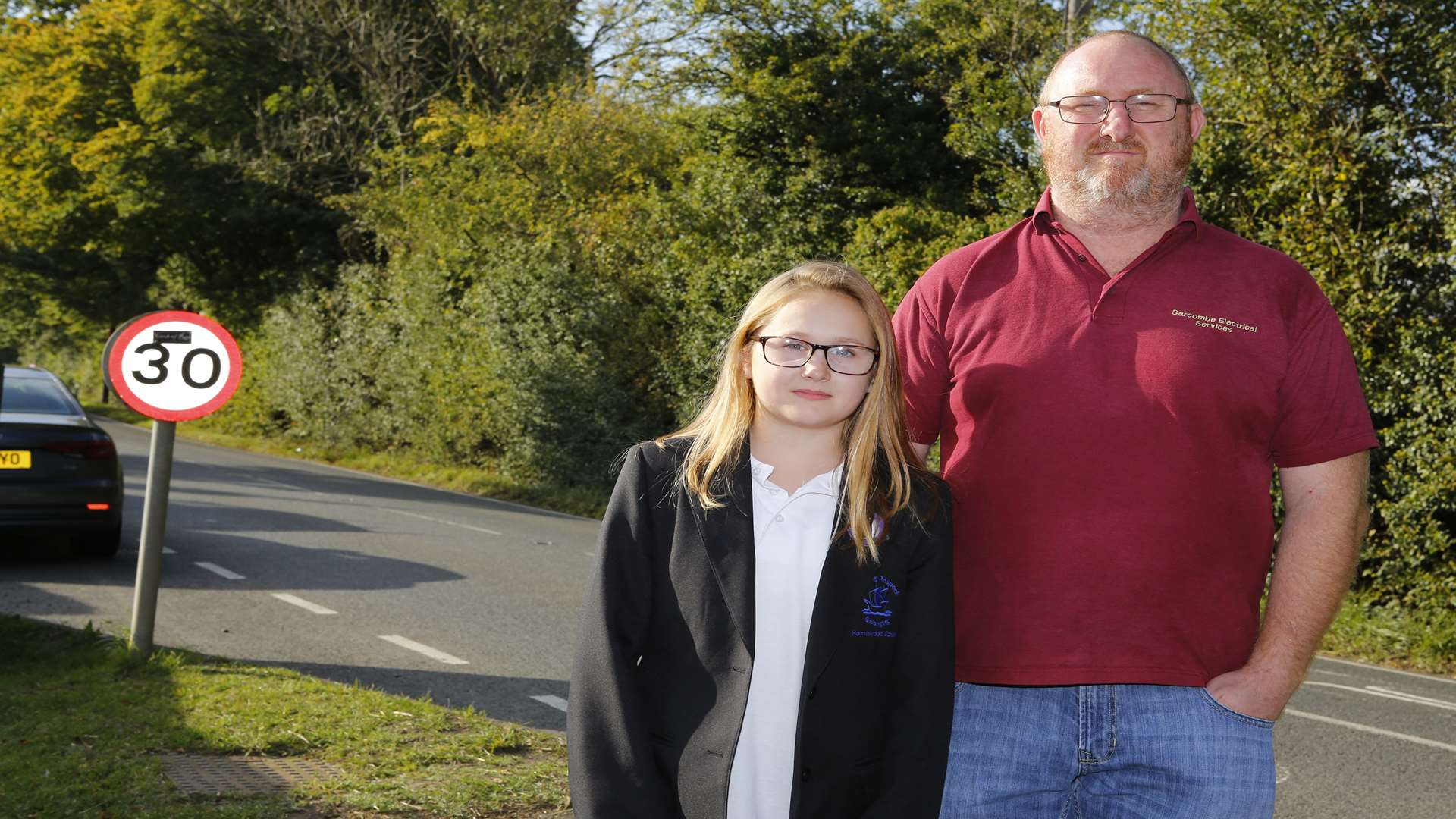 Tim and his daughter Charlotte,11, who has been denied free bus travel to school, despite her brother being granted it