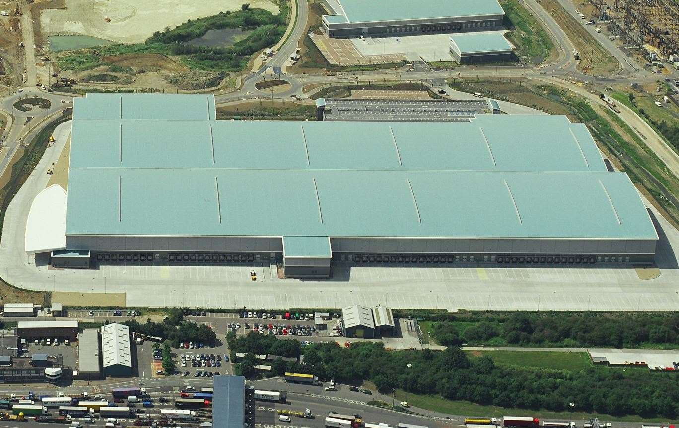 Aerial view of the distribution centre in Dartford
