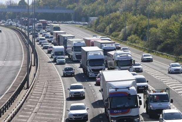 There were concerns the man could fall - or jump - into the M20 traffic below
