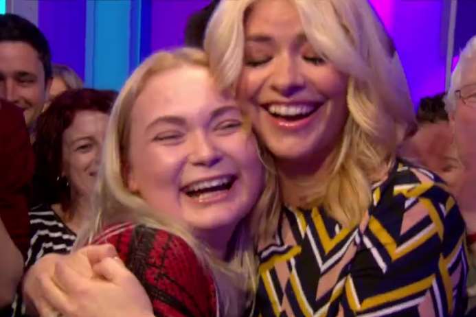 Holly Willoughby was shocked to find out the sun was Jess. Picture: BBC