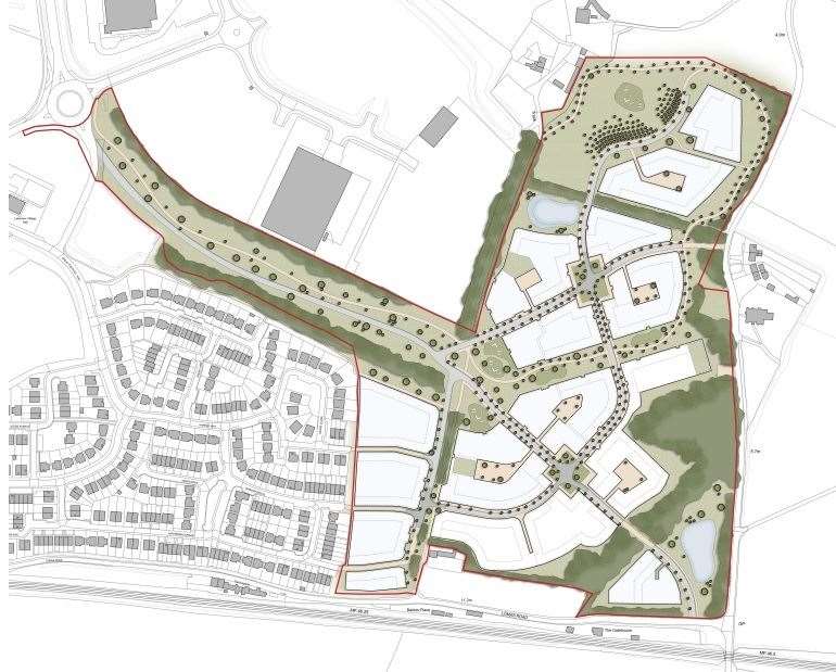 Master plan showing how development could look on land west of Church Road. Picture: Trenport